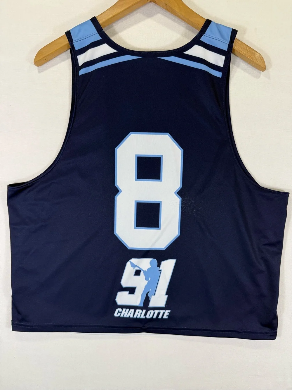 New Balance Men’s Navy Blue and White Charlotte Number Rash Guard